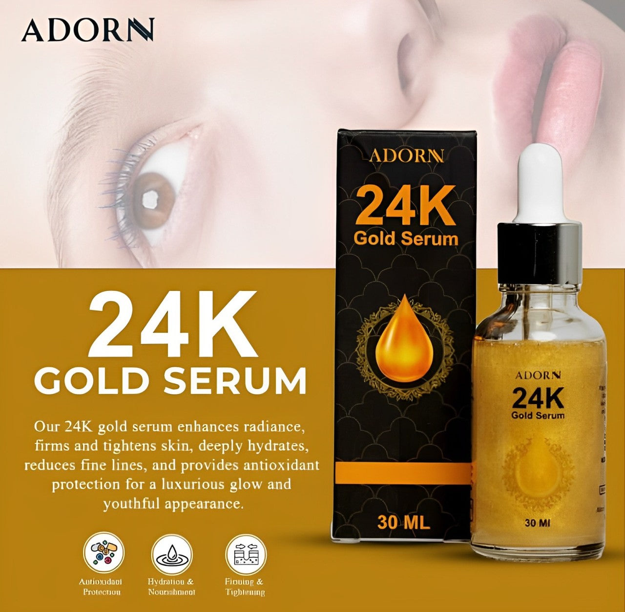 24K Gold Face Serum: Premium Anti-Aging and Hydration Solution | 30ml